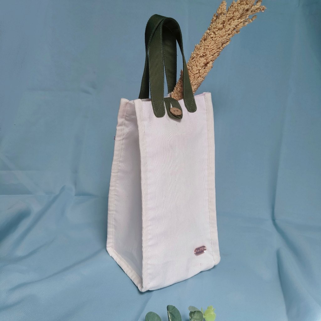 ABIYAH - Tas Botol Minum 1 Liter / Tas Tumbler Bahan Blacu dengan Furing Spunbond/Polymicro Warna Ar