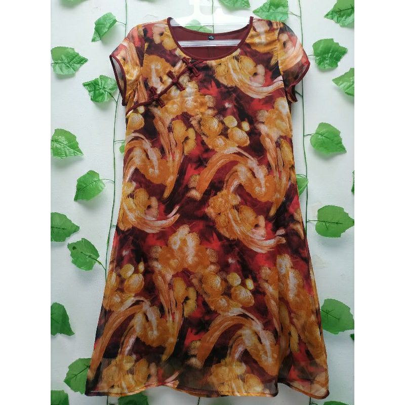 Dress model cheongsam  lengan pendek