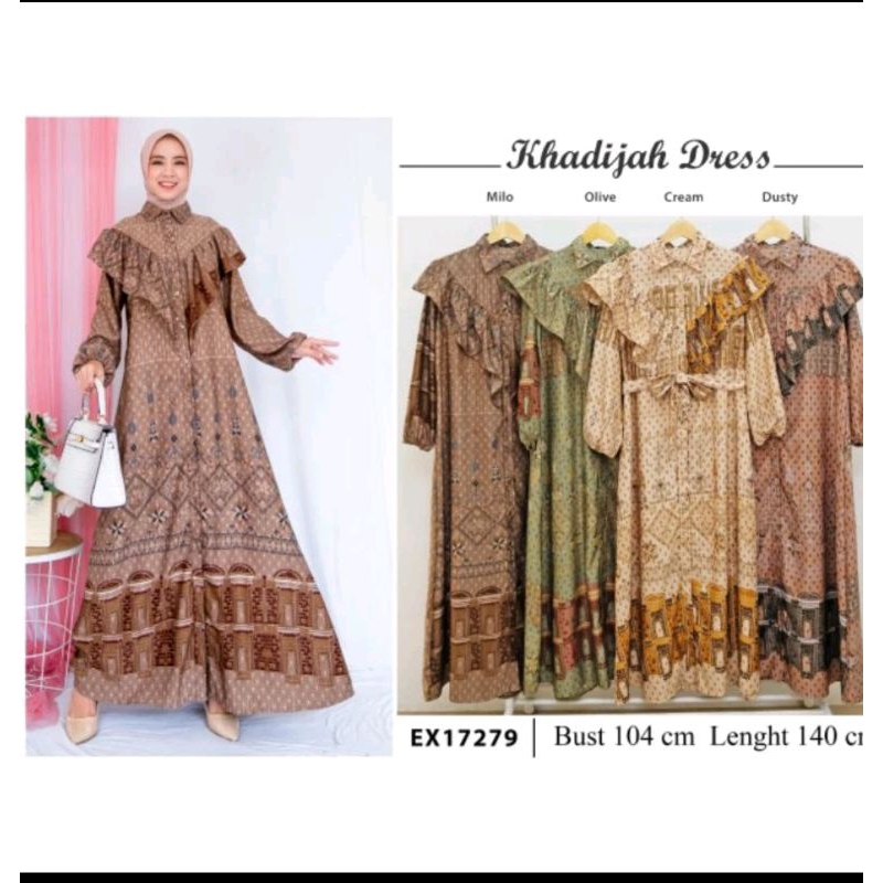EXTU ORIGINAL KHADIJAH DRESS 17279 GAMIS MAXMARA LUX BUSUI /GAMIS MAXMARA SILK PREMIUM GAMIS PESTA G