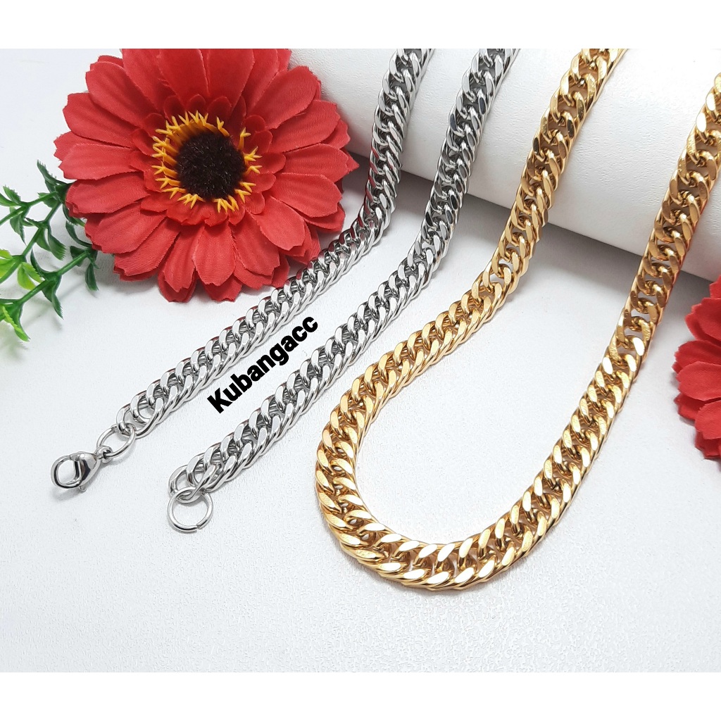 Kubangacc - Kalung Rantai Besar Titanium Model Rapat Rantai Kalung Pria Titanium Anti Karat