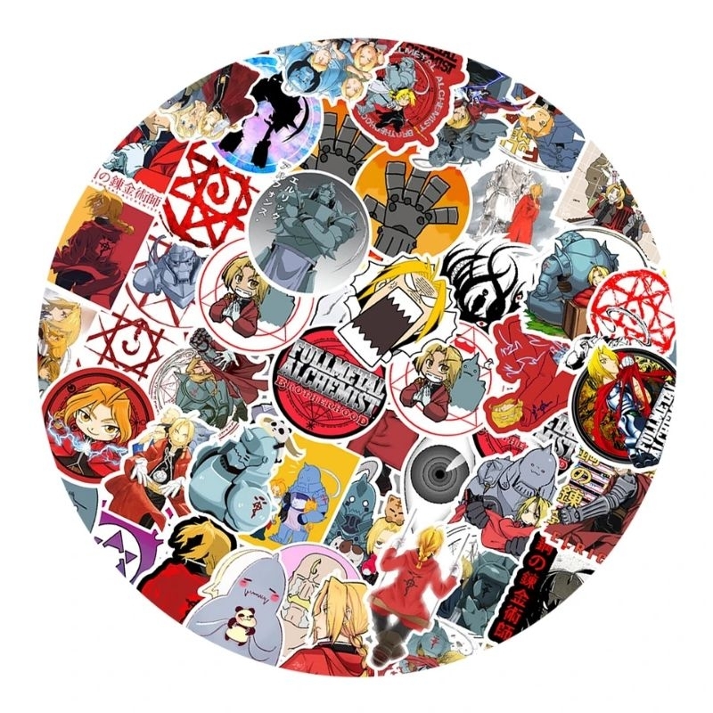 

50pcs Stiker anime fullmetal alchemist Bahan Vinyl Anti Air Stickers aesthetic for outdoor and indoor stiker Koper / Laptop / Skateboard Diy