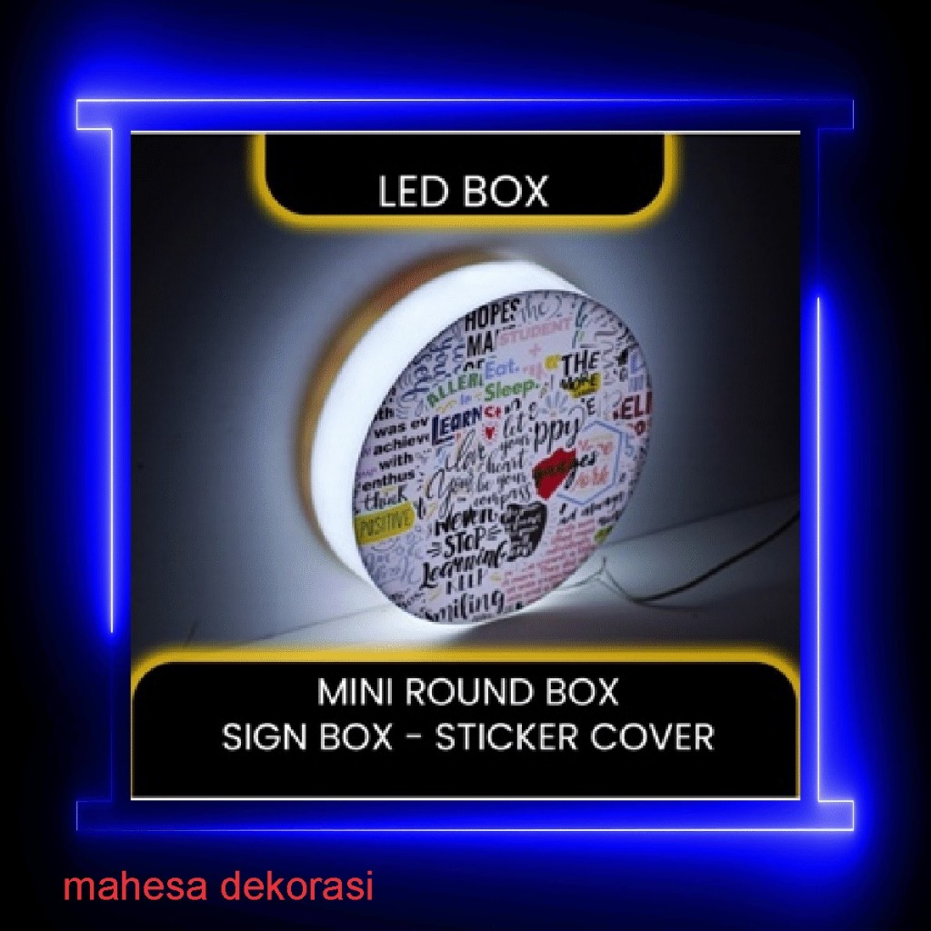 Sticker Minimalis Sign Box I Neon Box Round Huruf Timbul Design Custom