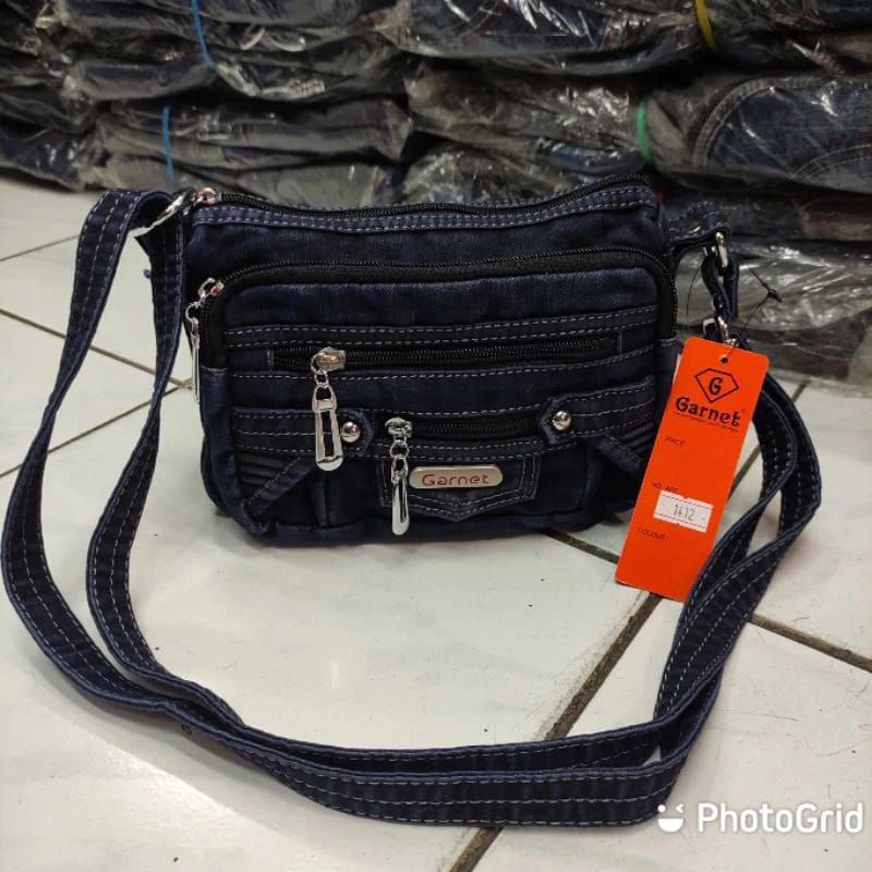 Garnet-Tas Selempang Wanita&pria Mini / Tas jeans Garnet Original 1412 / Selempang wanita Jenas