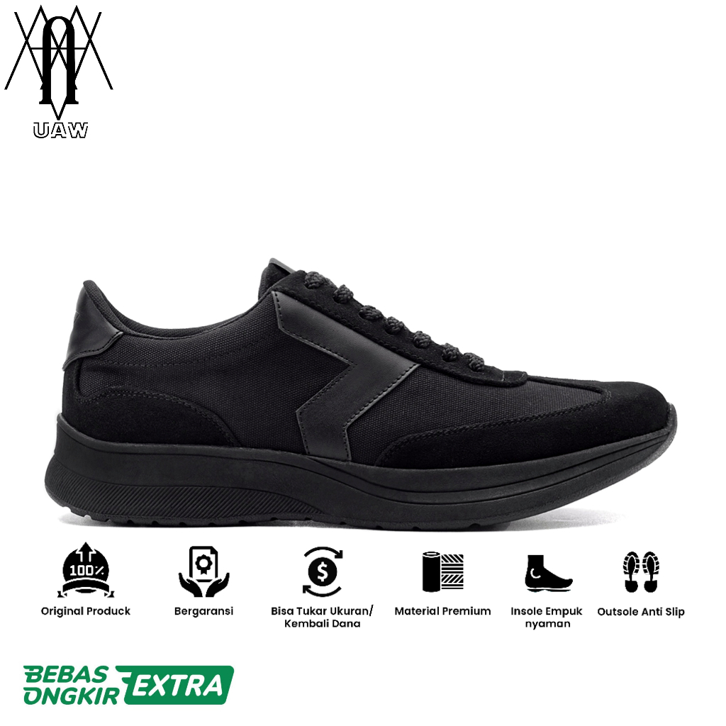 REYLMAN LUCK x RP ORIGINAL - Sepatu Pria ReylMan Luck Full Black | Sepatu Santai Pria Running Kasual