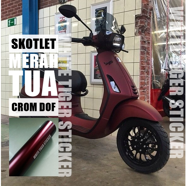 SKOTLET STIKER MOTOR MERAH TUA METALIK DOF SKOTLET MERAH GELAP DOFF METALIK SKOTLET MERAH TUA METALI