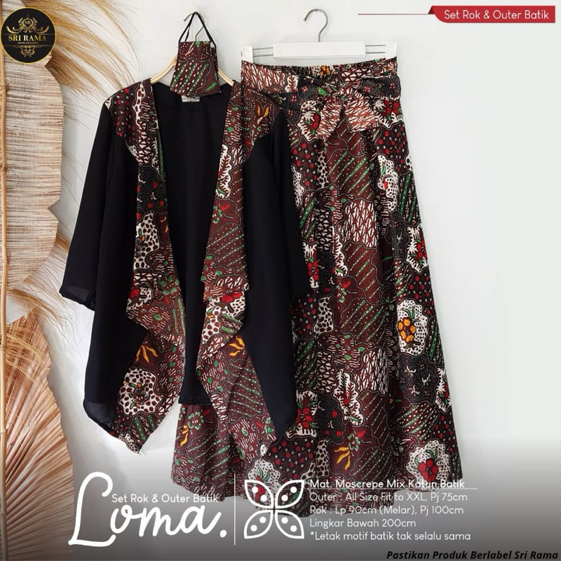 (DEFIA) SET ROK OUTER BATIK/BATIK ORI SRI RAMA