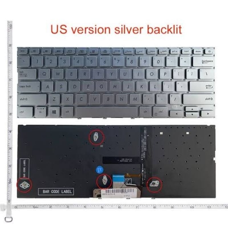 KEYBOARD ASUS ZENBOOK 14 UX433 UX433F UX433FA UX433FN SILVER BACKLIGHT
