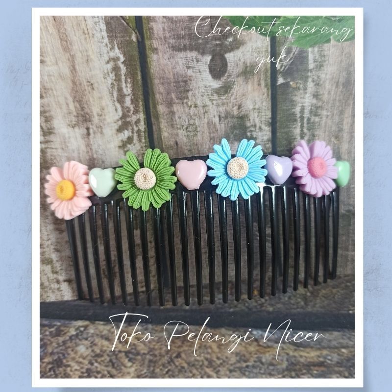 Sirkam Rambut Bunga Daisy Clay- Sirkam Jepit Anak -Sirkam sanggul Headpiece Mahkota Jepit TPN