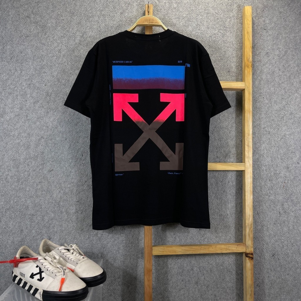 BAJU KAOS T-SHIRT VIRGIL ABLOH GRADIENT ARROW BACK BLACK