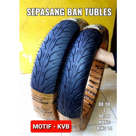 SEPASANG - [ 1 SET ] Ban Luar Motor Matic Metik TUBELESS & NON TUBELESS [ MOTIF KVB ] 80/90 & 90/90 