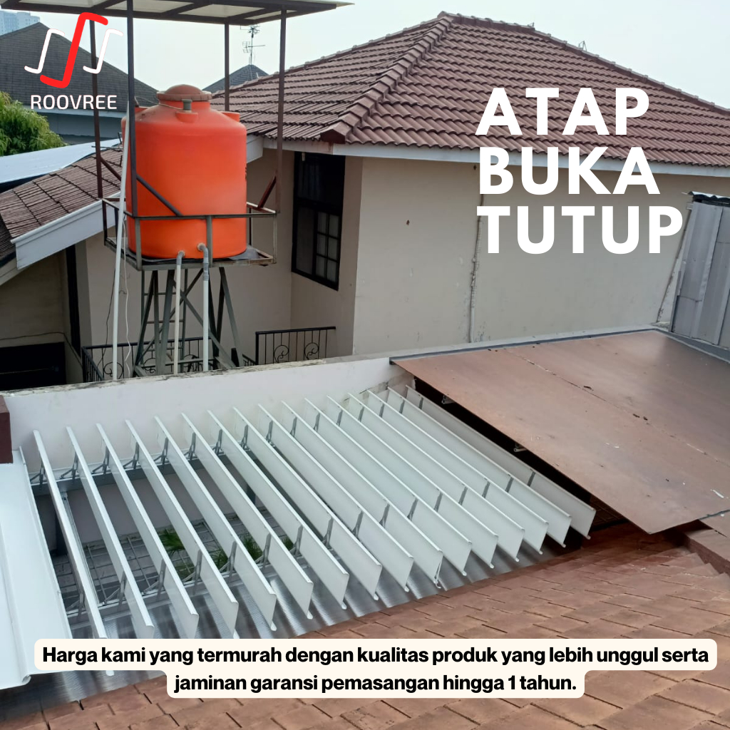Roovree Kanopi Aluminium Buka Tutup Otomatis & Manual Fleksibel dengan sistem otomatis atau manual, 