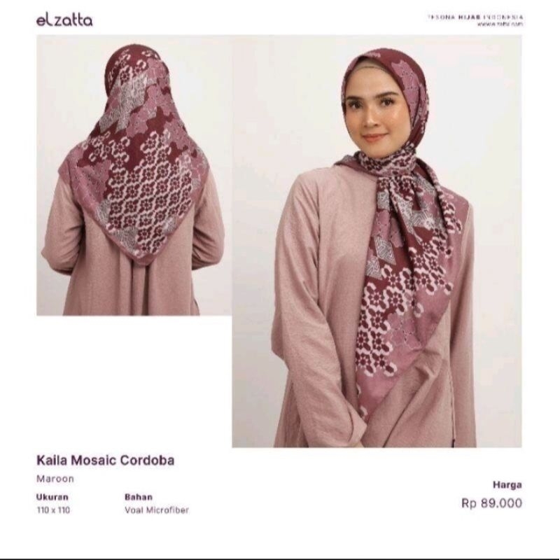 ELZATTA HIJAB SEGI EMPAT KAILA MOSAIC CORDOBA KERUDUNG ELZATTA JILBAB ELZATTA JILBAB ELZATTA SEGI EM