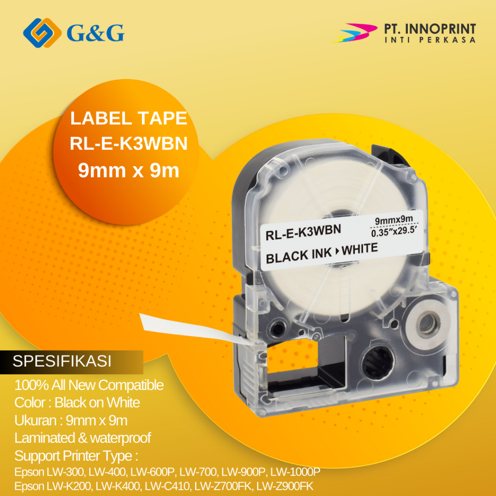 

[G&G] Pita Label Tape Printer Epson LW Series & KingJim 9mm x 9 m