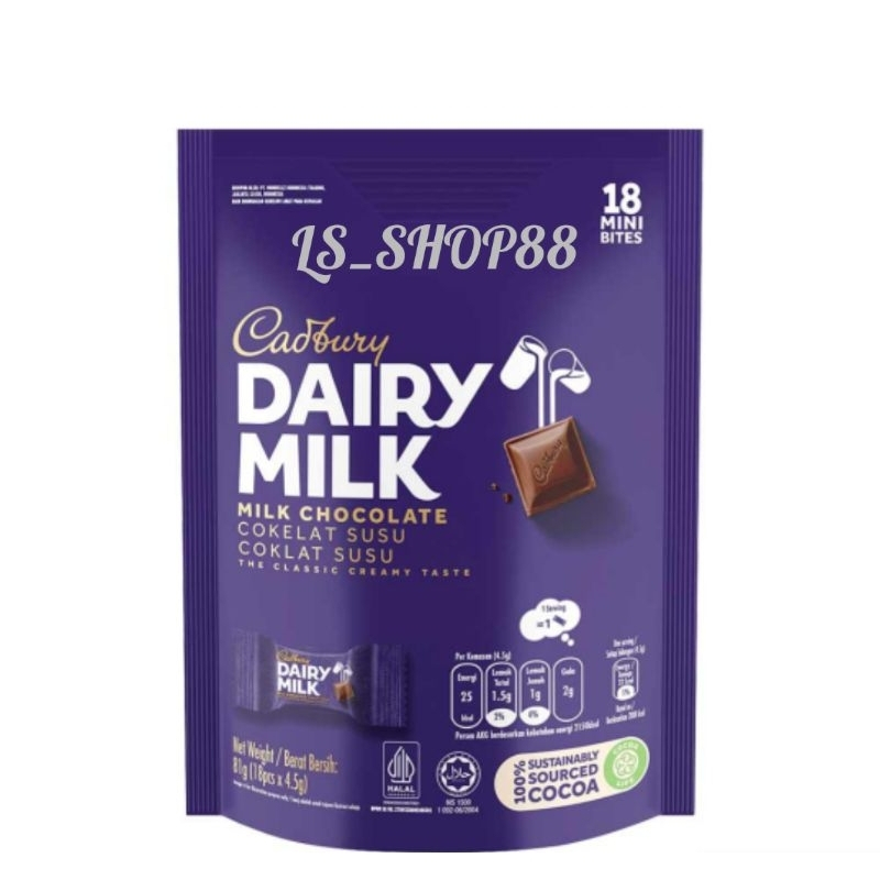 

CADBURY Dairy Milk Share Bag 81gr (isi 18pcs )