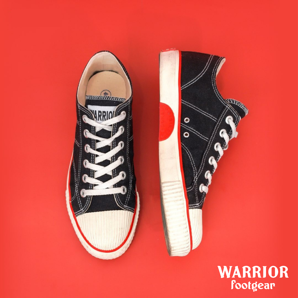 Sepatu Warrior Classic Dilan LC Black White  - Sepatu Warrior Hitam Klasik LC BW - Warrior Shoes