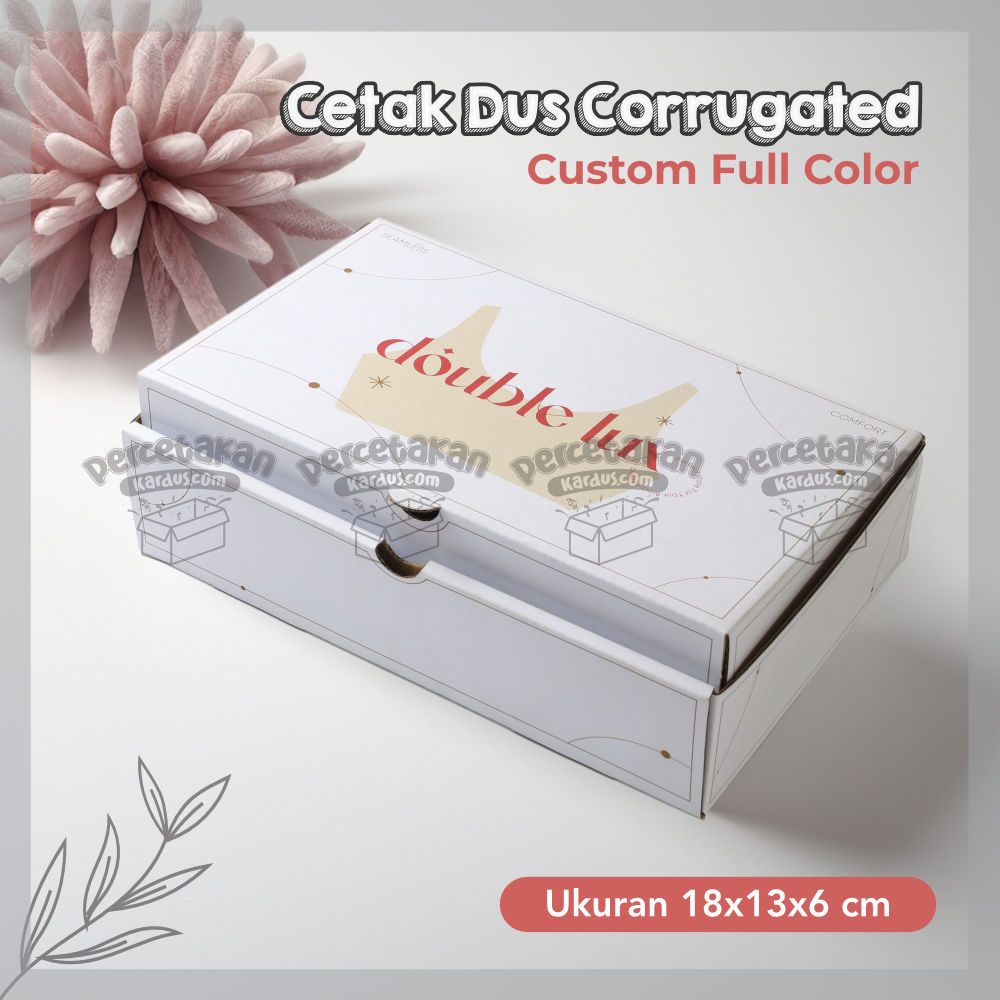 

Box Custom Cetak Dus Corrugated 18x13x6 cm min 100 pcs FULL COLOR Free Desain | Kustom Box Kemasan