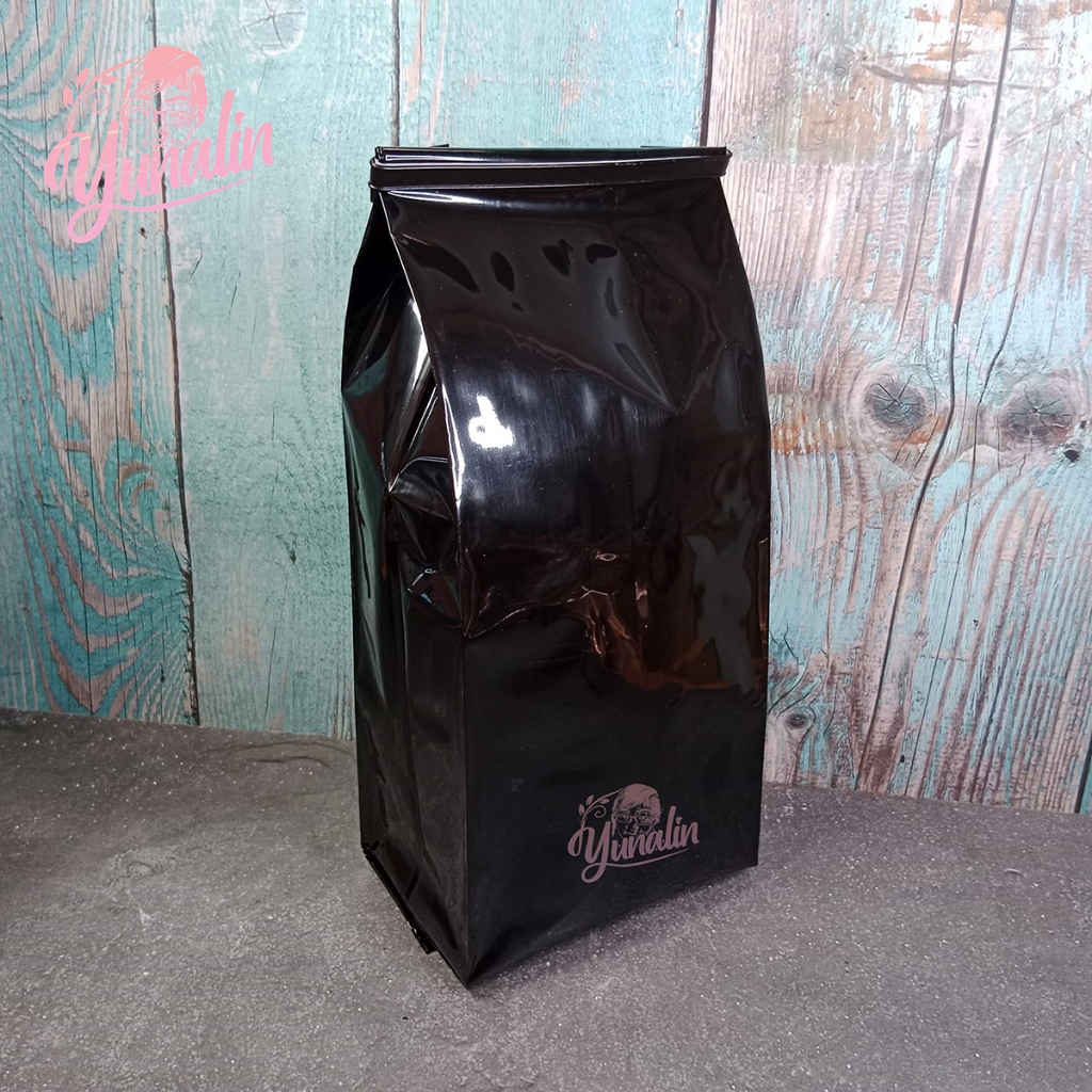 Kemasan Gusset Centerseal Hitam Glosy 1 KG | Kemasan Kopi 1000 GR Alumunium