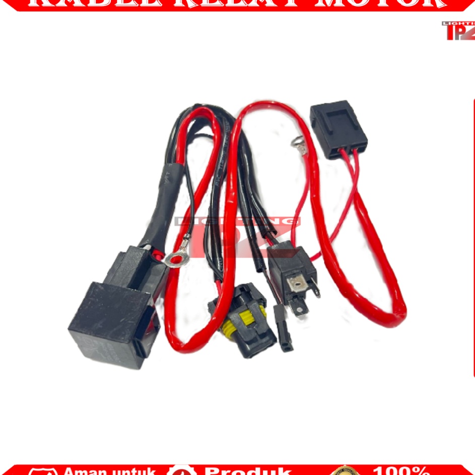 WKD ORIGINAL KABEL RELAY BILED DAN RELAY HID MOTOR 1 LAMPU  KABEL SET HID MOTOR H4 KABEL MERAH  KABE