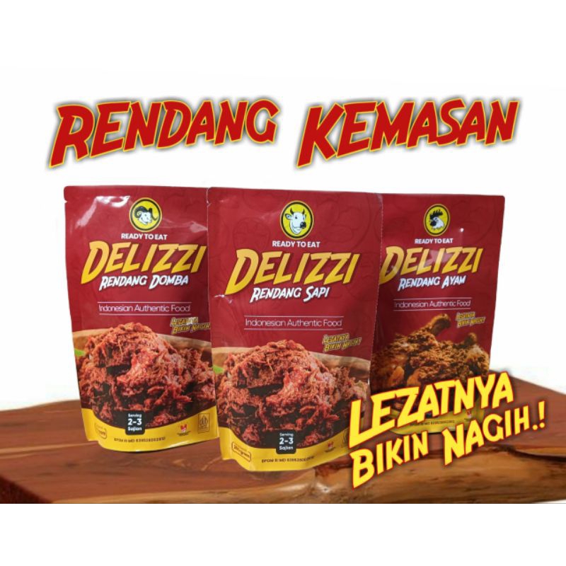 

Delizzi - rendang daging sapi 200gr - daging ayam - daging domba kemasan siap santap / siap saji