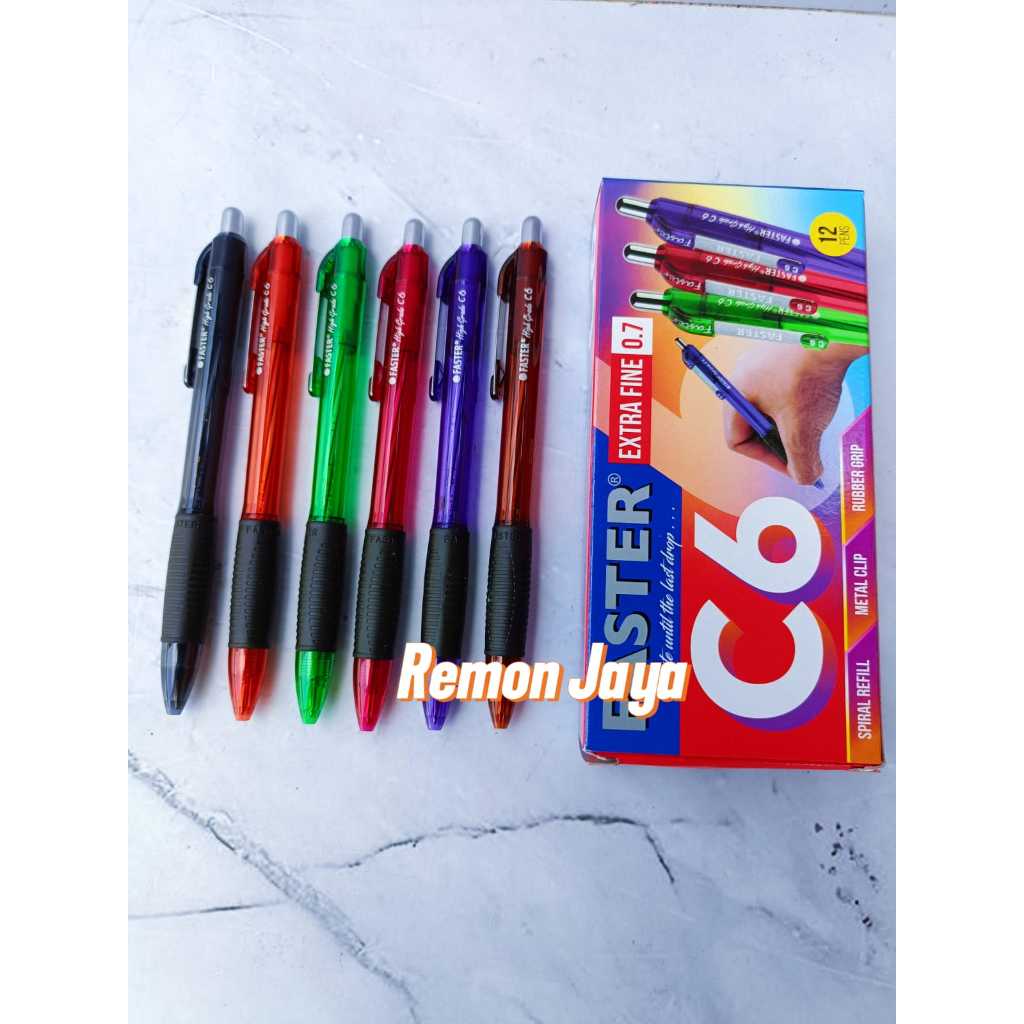 

Ballpoint / Pulpen Faster C6 0.7 mm isi per 12 pcs / Pena Cetek