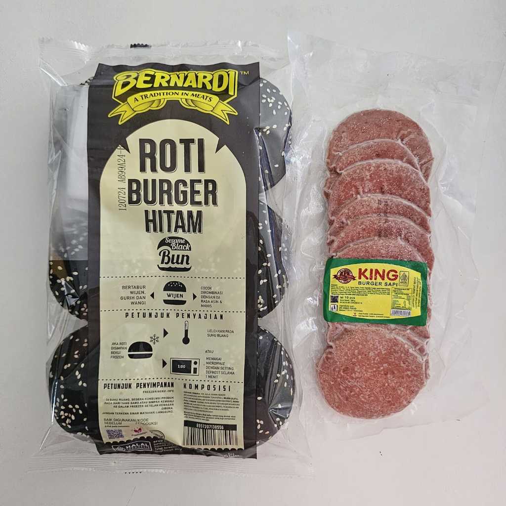 

( PAKET) BERNARDI burger hitam wijen + KING isian burger 10s