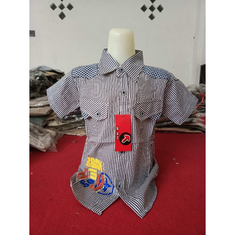 kemeja hem anak anak laki cowok salur