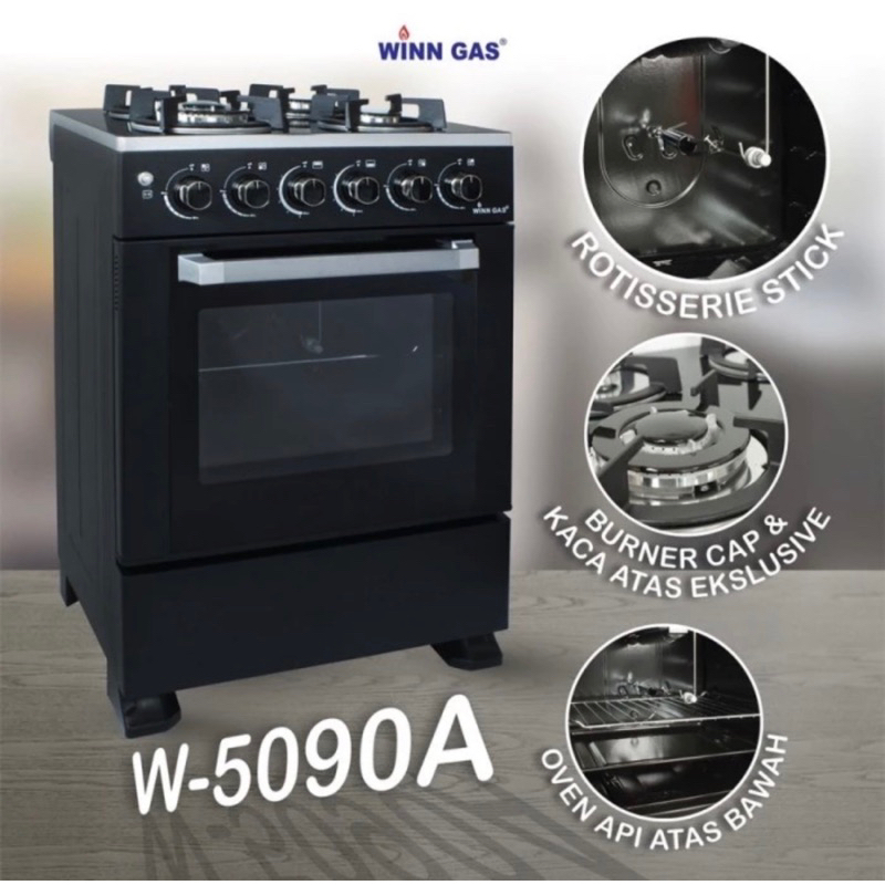 Kompor freestanding Winn gas 4 tungku + Oven W-5090