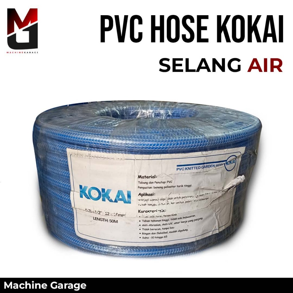Selang air biru kokai pvc hose 1/2 " 3/4 " knitted hose / serat benang