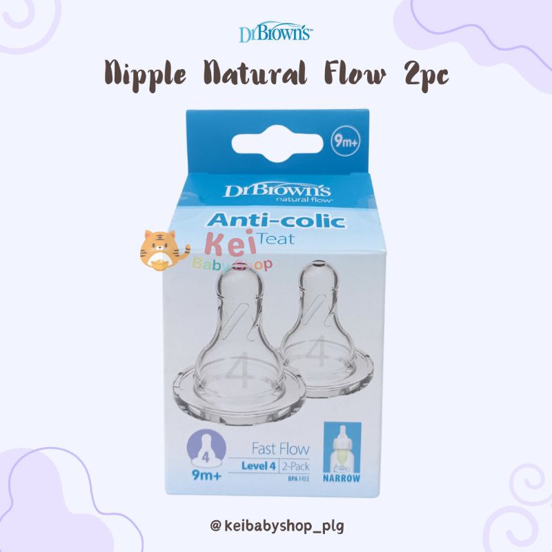 Dr Brown's Nipple Natural Flow isi 2 / Dot Botol Susu dr Browns