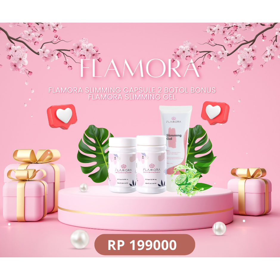 Flamora Slimming Capsule 2 Botol Bonus Flamora Slimming Gel Kapsul Pelangsing Badan Obat Diet Kapsul