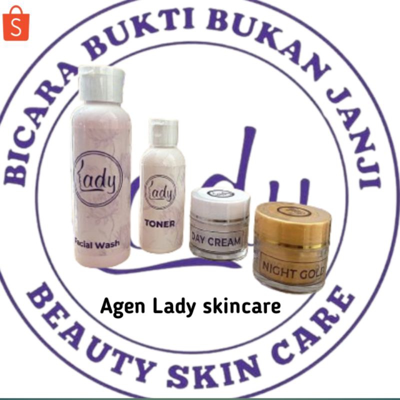 LADY SKINCARE PAKET BUNDLE GLOW 4in1.Untuk Jenis kulit Normal|Kering|Cream Pencerah Wajah Glowing BP