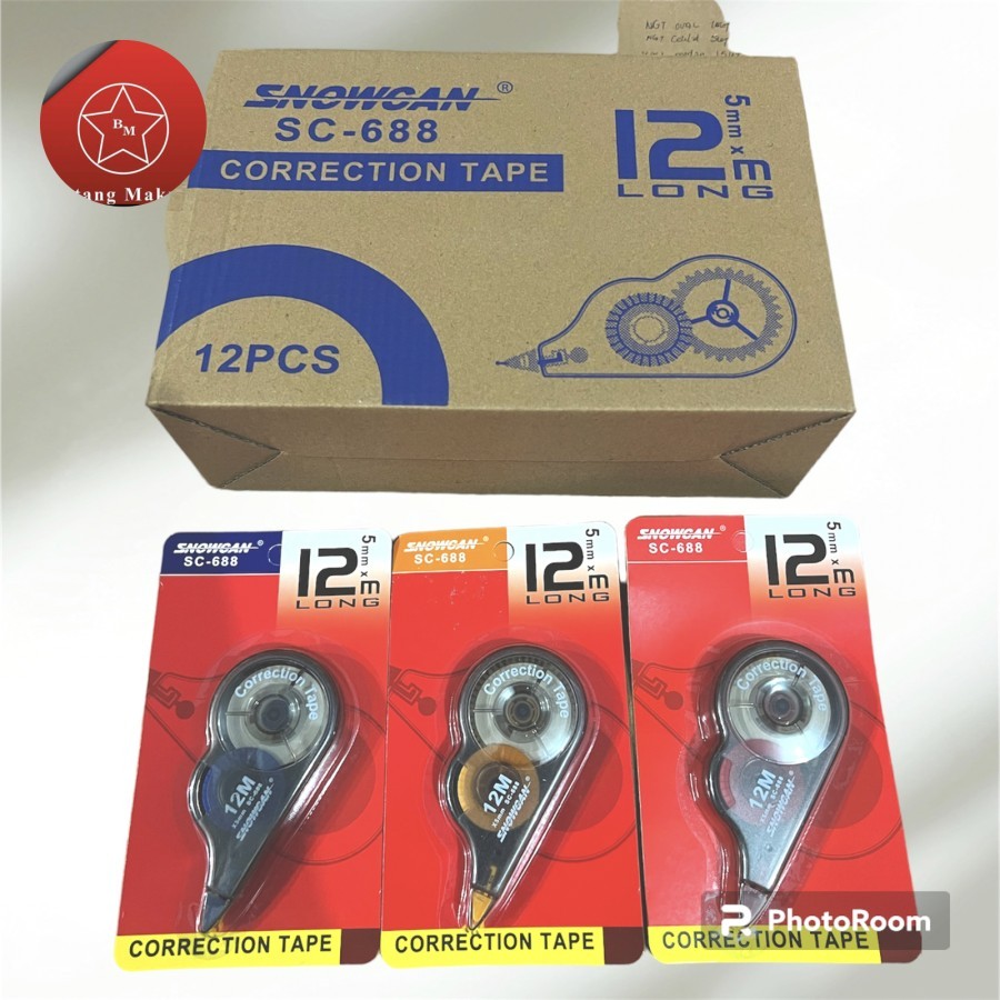 

Correction Tape Snowcan SC-688/ Tipex Kertas 12 Meter (Harga Per pcs)