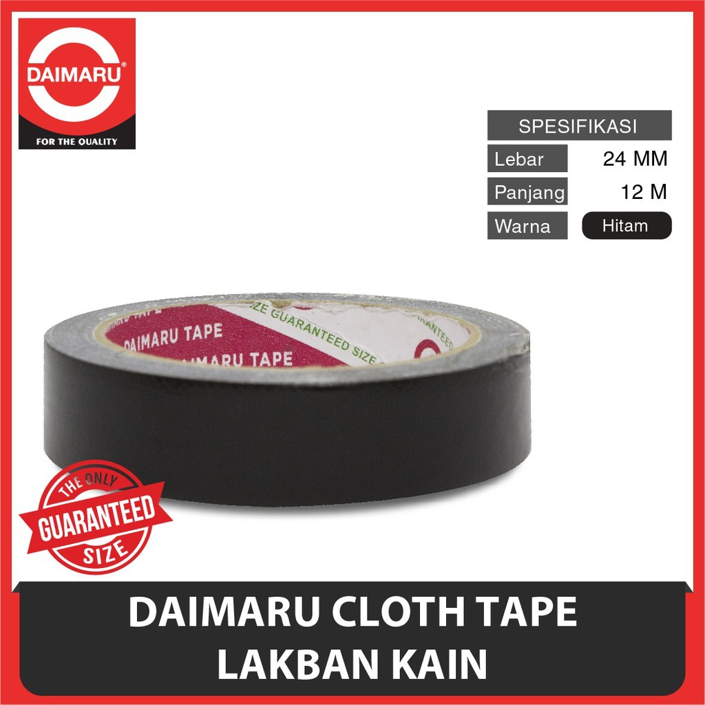 

CLOTH TAPE / LAKBAN KAIN / DUCT TAPE DAIMARU 1 INCH HITAM