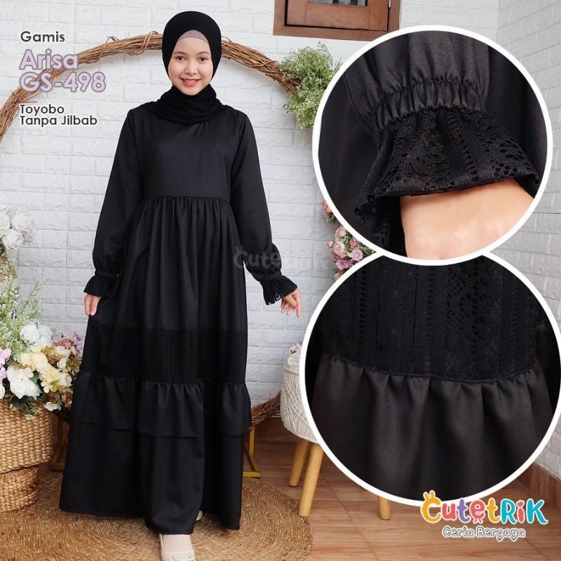 Gamis hitam cutetrik / gamis arisa cutetrik