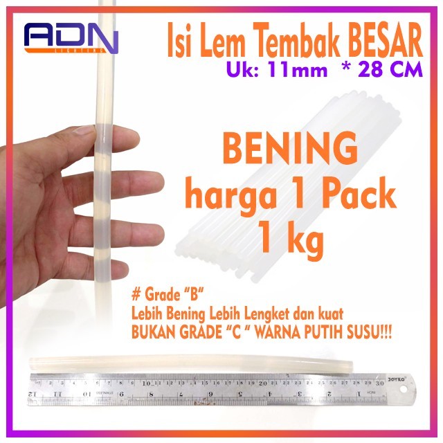 

1 kg Isi Refill Lem Tembak Bakar Glue Gun Stick Bening Besar 28cm 11mm