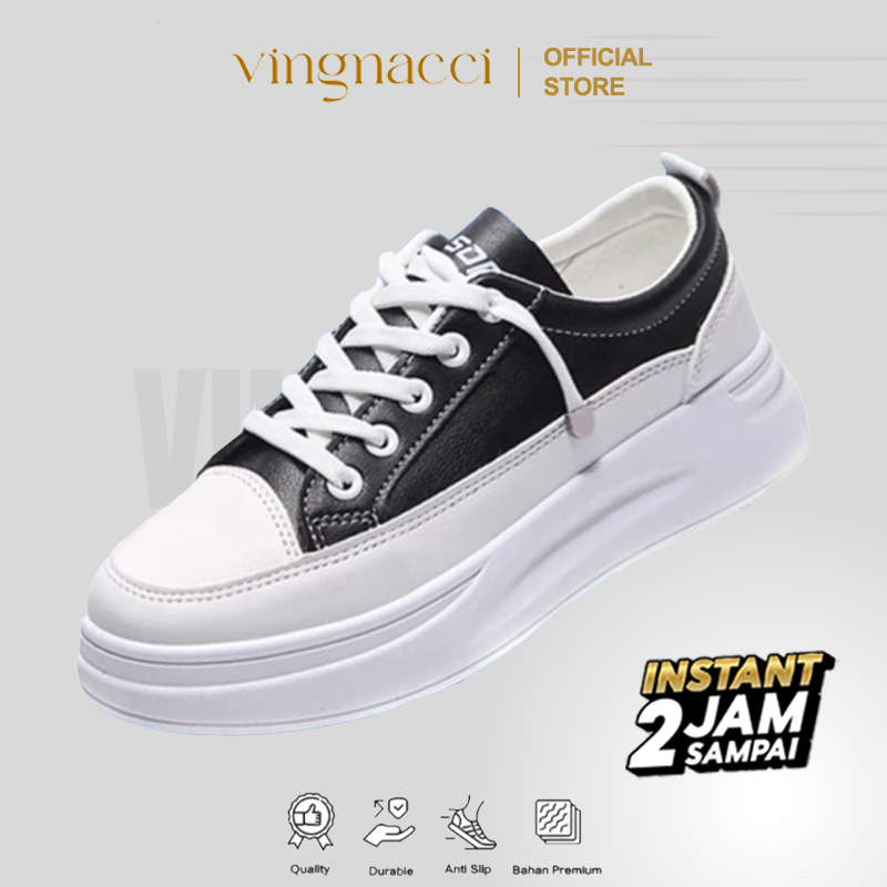 Sepatu Import Wanita Putih Sneakers Wedges Tinggi Casual
