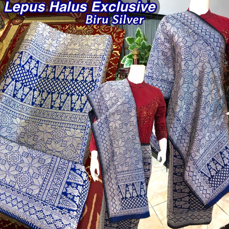 Songket Lepus Halus Exclusive ORI warna Biru Silver  /songket tenun asli palembang /ilham songket pa