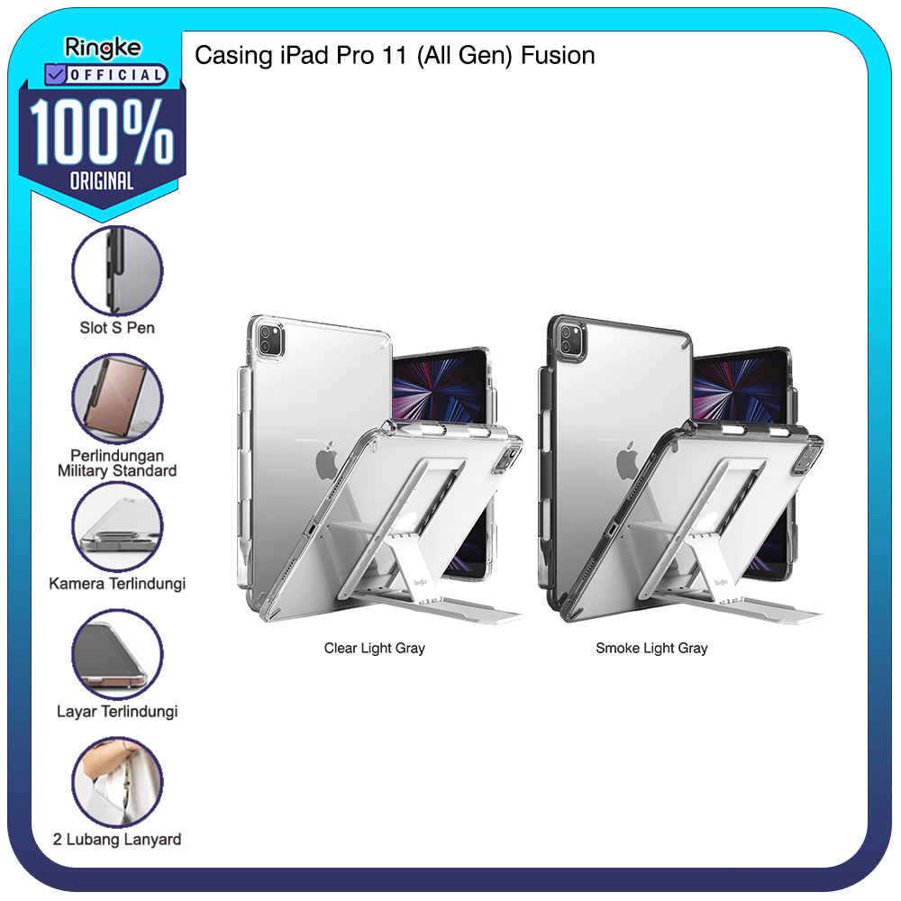 Ringke iPad Pro 11 (All Gen) Fusion Softcase Casing Anti Crack Pen Shoulder Strap FREE STAND