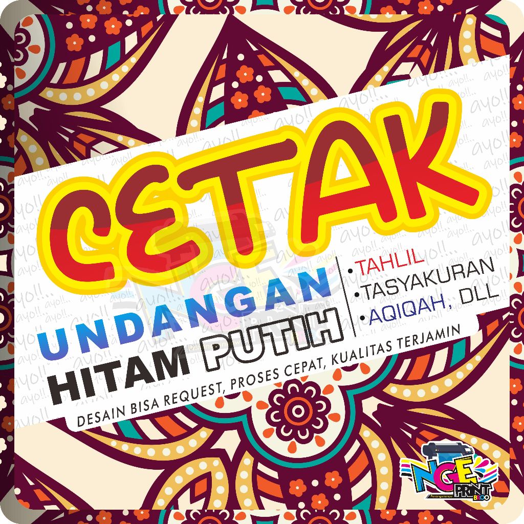 CETAK UNDANGAN WALIMATUL URSY | UNDANGAN TASYAKURAN | PERNIKAHAN | AQIQAH | KHITAN | KENDURI TAHLIL 