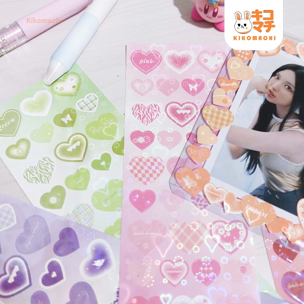 

Colorful Heart Pattern Sparkly Sticker Set 1lbr