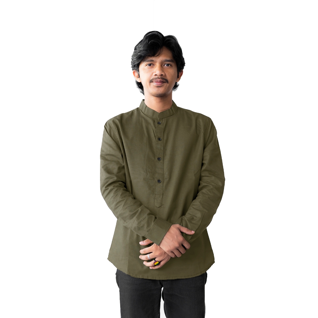 Koko Kurta Pria Dewasa Lengan Panjang Army