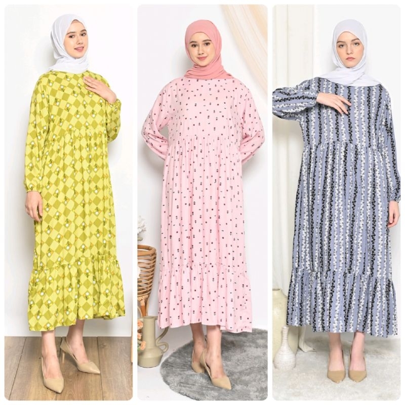 GAMIS MEWAH GAMIS AZALEA MODEL REMPEL bawah susun