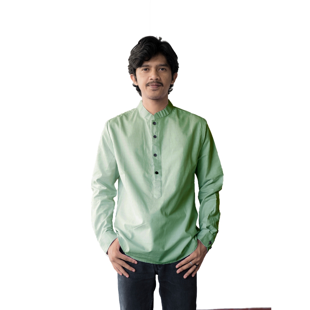 Koko Kurta Pria Dewasa Lengan Panjang Sage Green