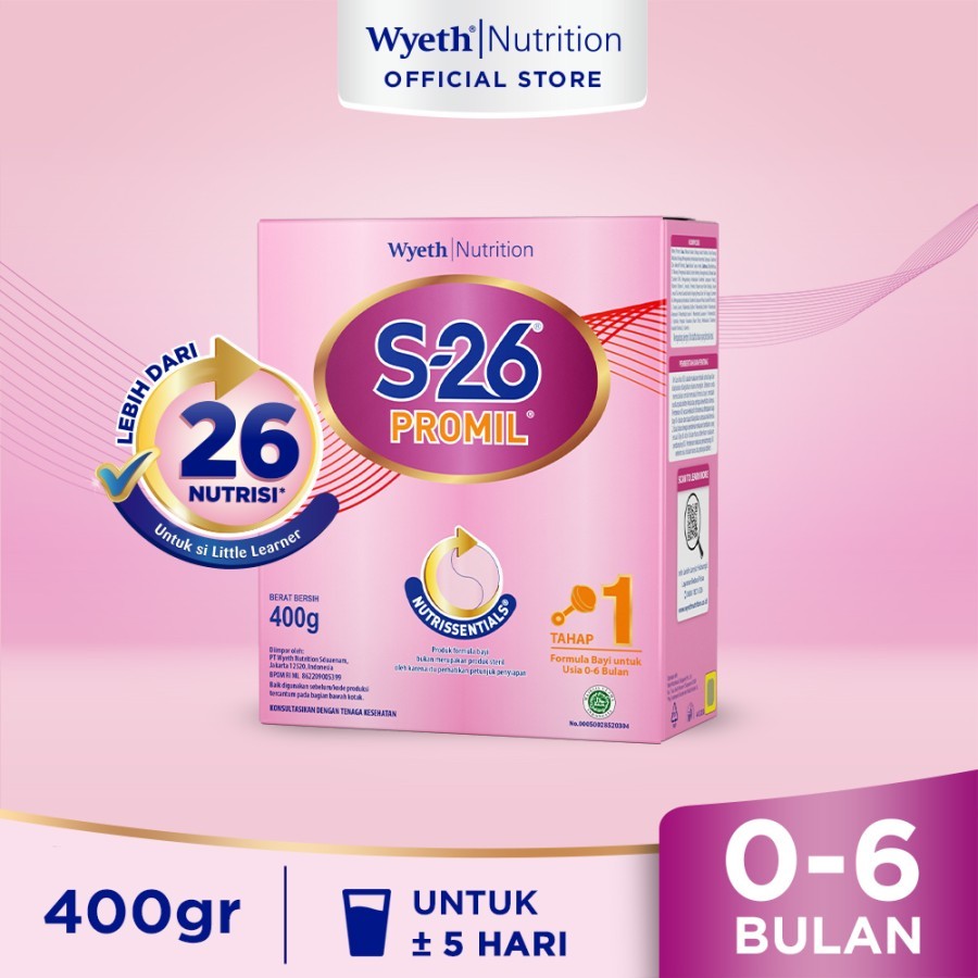 S26 PROMIL 1 400G NUTRISSENTIAL SUSU FORMULA BAYI UNTUK USIA 0-6 BULAN S-26  S26 KOTAK / MAMA SUSU