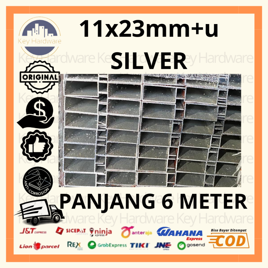 ALUMINIUM Hollow Tanduk 11 x 23 +U panjang 6 meter / finishing CA