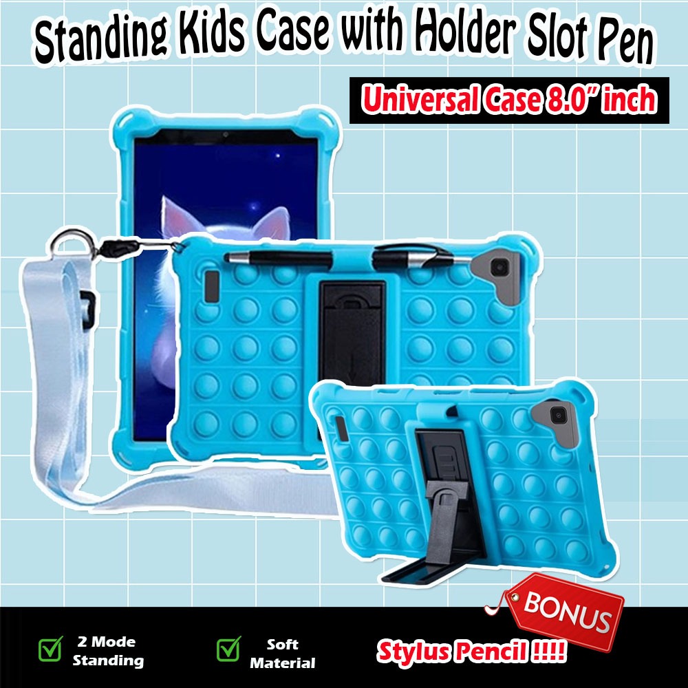 Tab SPC L80s 8.0" UNIVERSAL CASE Softcase Colorful Kids Anak with Shoulder Strap Cute Softcase Anak 
