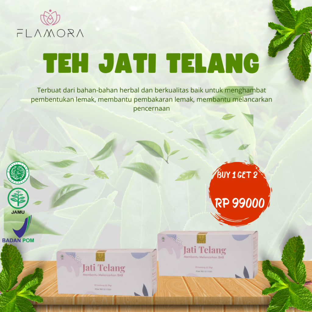 

Flamora Teh Jati Telang Teh Herbal Diet 2 Box Teh Diet Pelangsing Badan Herbal 100% Ampuh BPOM Menurunkan Berat Badan Melancarkan BAB Mendetox Tubuh Menetralisir Racun Tubuh Meningkatkan Sistem Kekebalan Mengandung Daun Jati Cina Bunga Telang Bunga Melati
