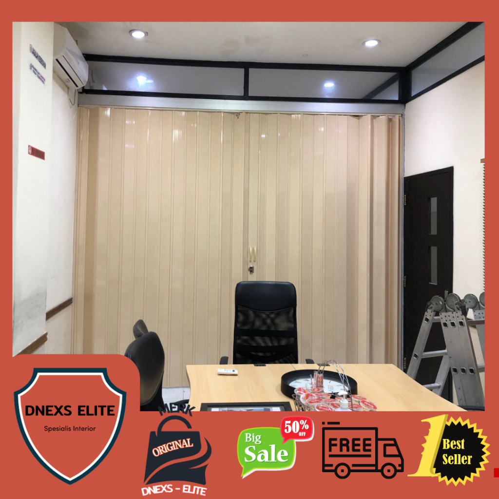 Promo januari - pintu sekat lipat pvc folding door pintu ruangan anti rayap modern