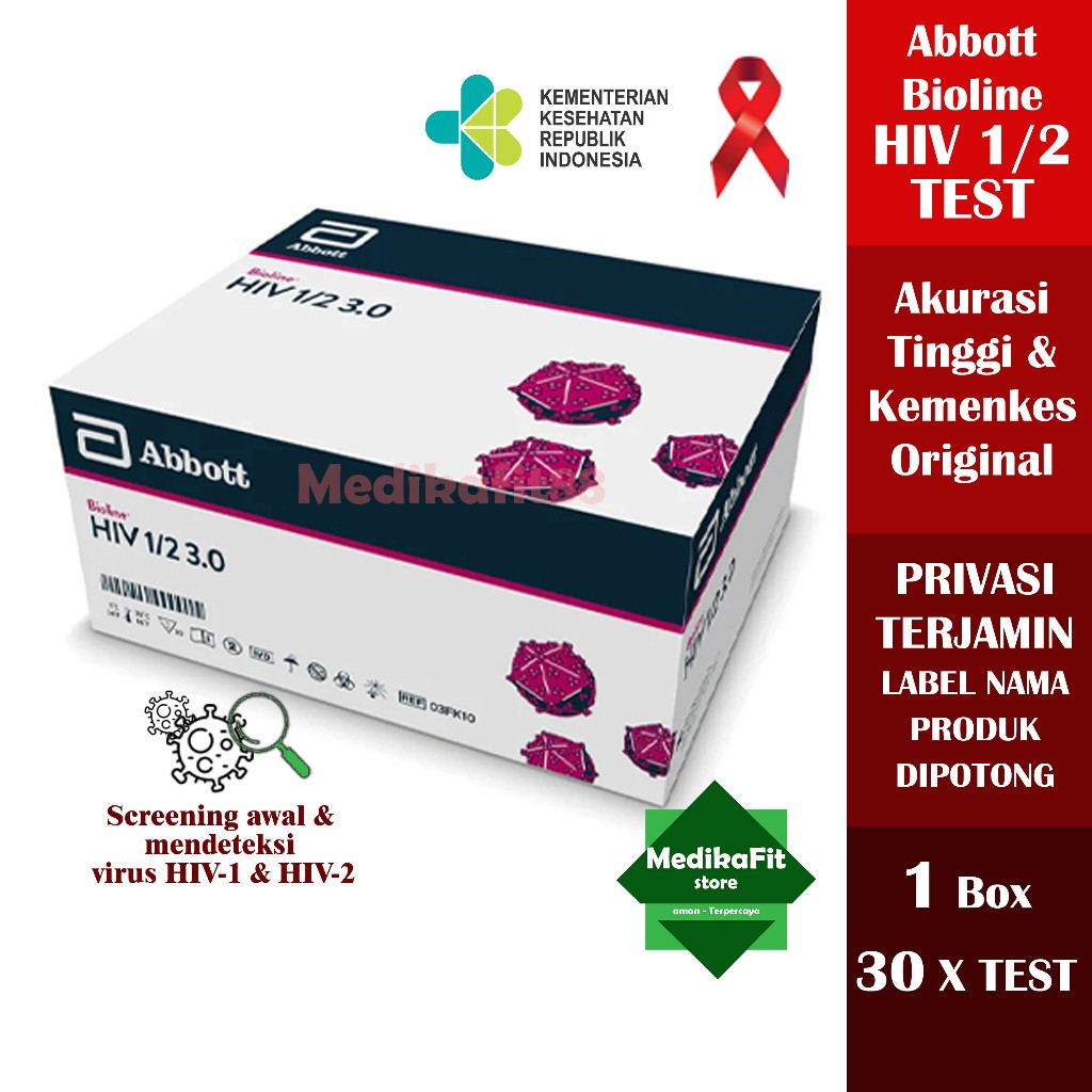 Abbott HIV (AIDS) 1/2 Test | 1 BOX (25x test) | Bioline Onestep | Kemenkes Original | Medikalab