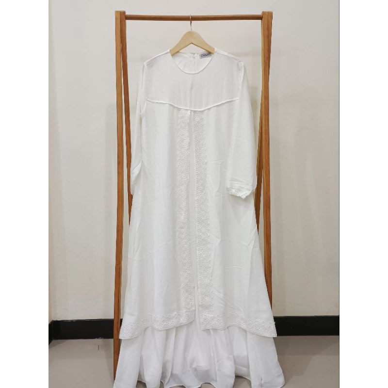 FADYA DRESS/DRESS PUTIH/DRESS LEBARAN/GAMIS LEBARAN
